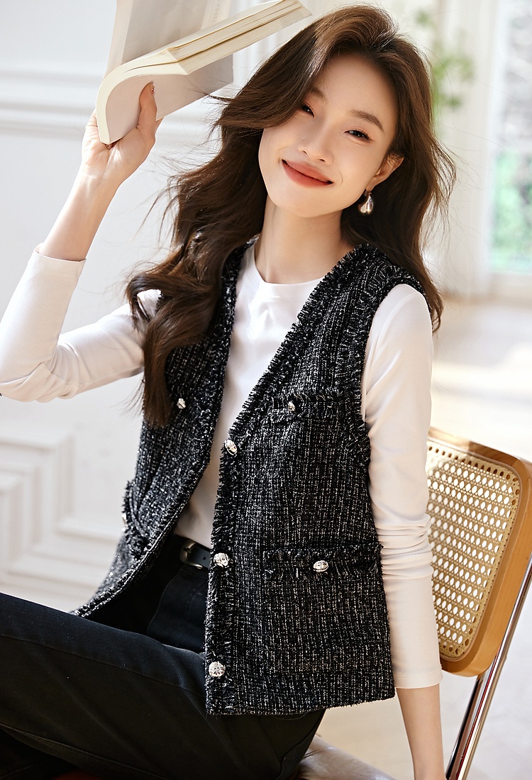 Coarse flower chanelstyle waistcoat spring coat for women