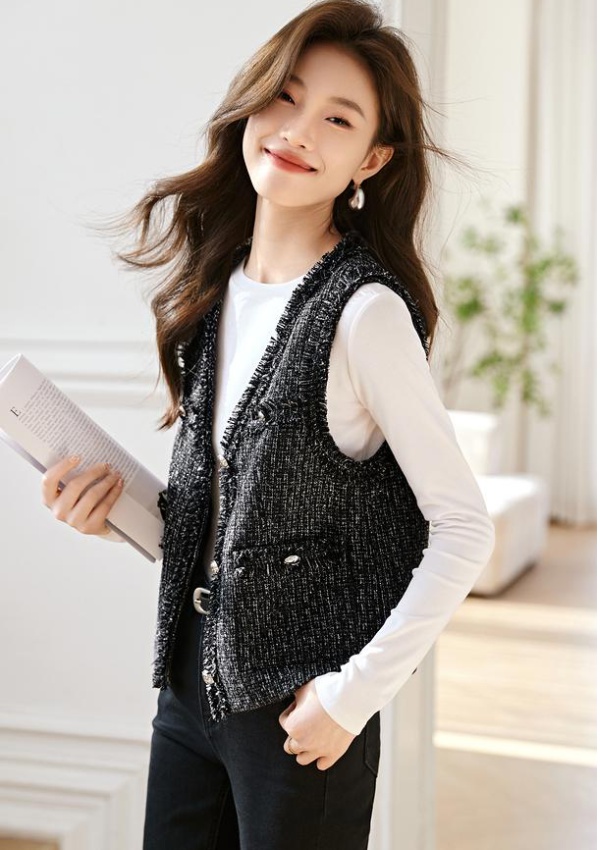 Coarse flower chanelstyle waistcoat spring coat for women