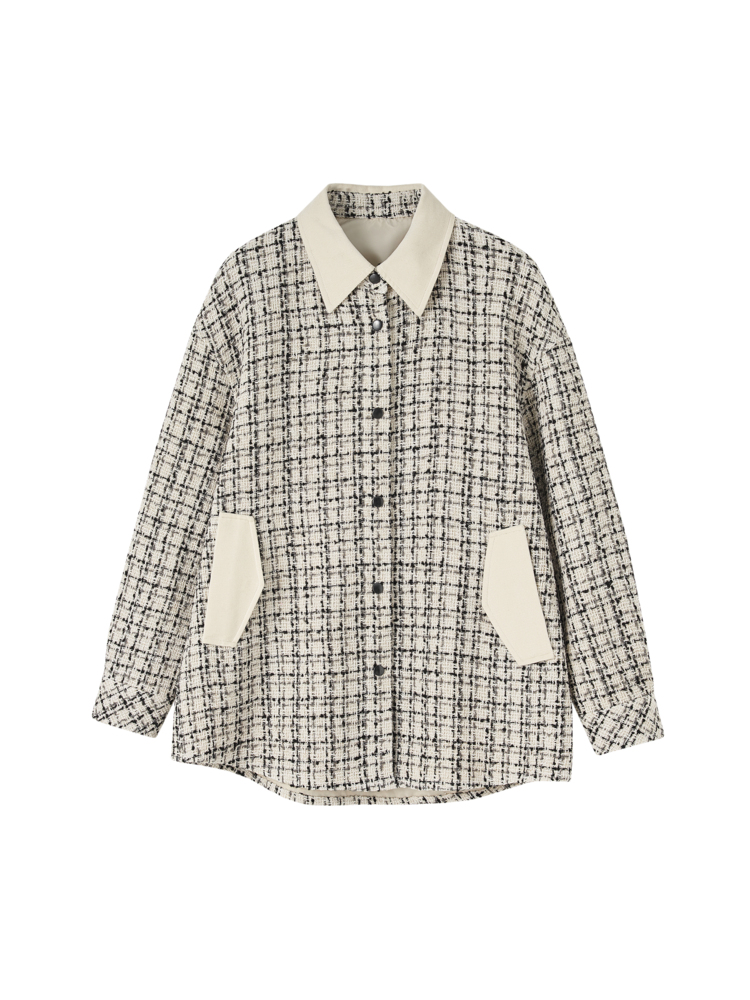 Fashion plaid chanelstyle coat slim long tops for women