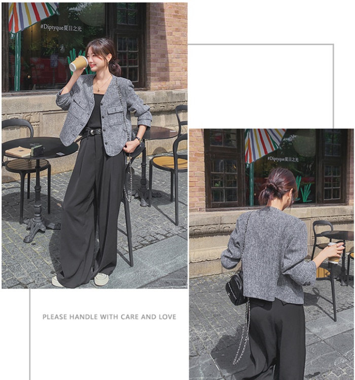 Chanelstyle coat gray business suit for women