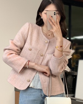 Spring chanelstyle fashion coat tender pink tops for women