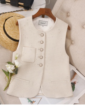 Spring and autumn chanelstyle waistcoat sleeveless vest for women