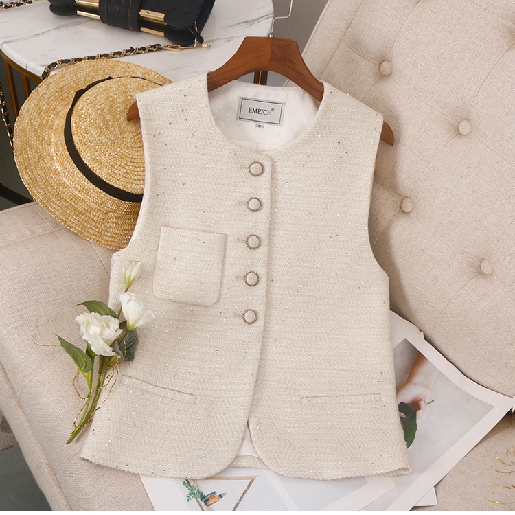 Spring and autumn chanelstyle waistcoat sleeveless vest for women