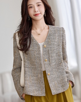 Temperament V-neck spring jacket chanelstyle commuting tops