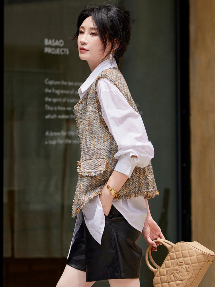 Autumn waistcoat chanelstyle jacket for women