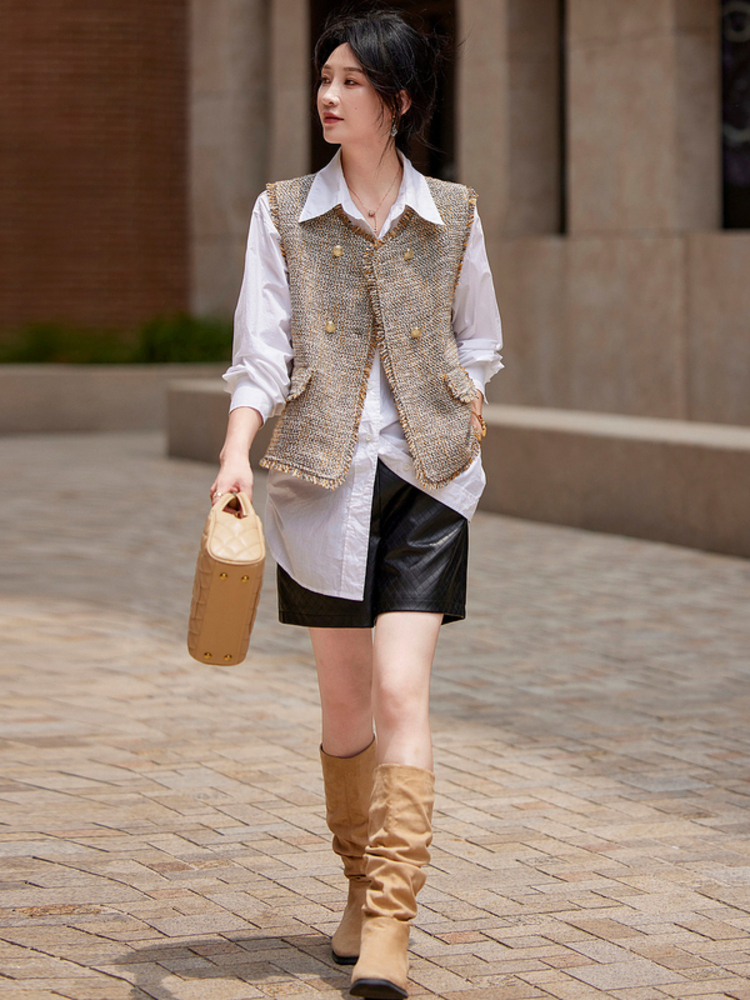 Autumn waistcoat chanelstyle jacket for women