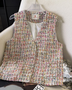 Coarse flower waistcoat all-match coat for women