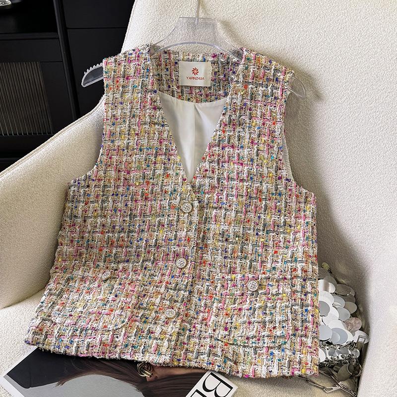 Coarse flower waistcoat all-match coat for women