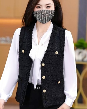 V-neck coarse flower coat commuting waistcoat for women