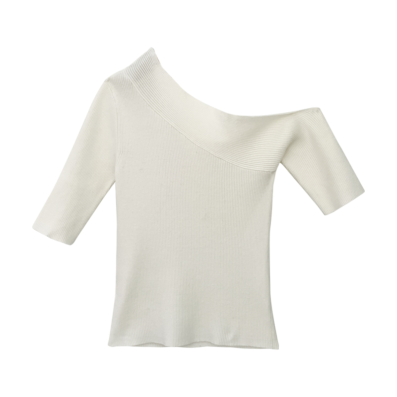 Niche screw thread tops summer strapless T-shirt for women