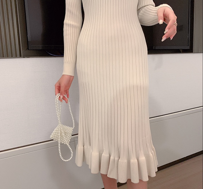 Knitted bottoming dress long package hip sweater