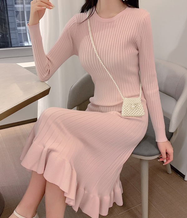 Knitted bottoming dress long package hip sweater