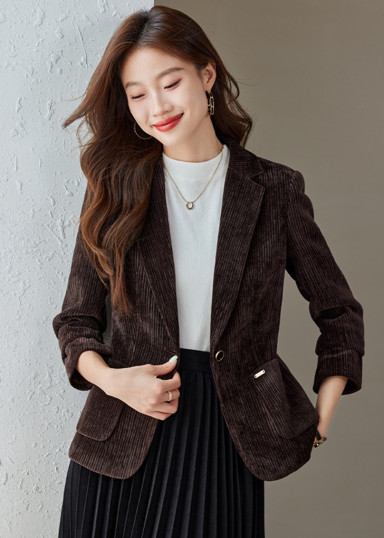 Casual autumn coat corduroy slim business suit for women