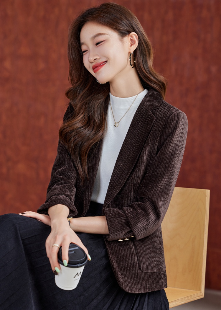 Casual autumn coat corduroy slim business suit for women