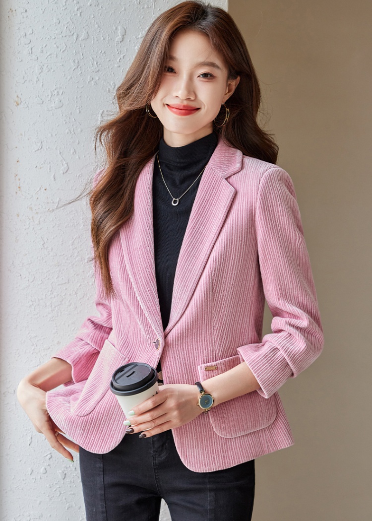 Casual autumn coat corduroy slim business suit for women