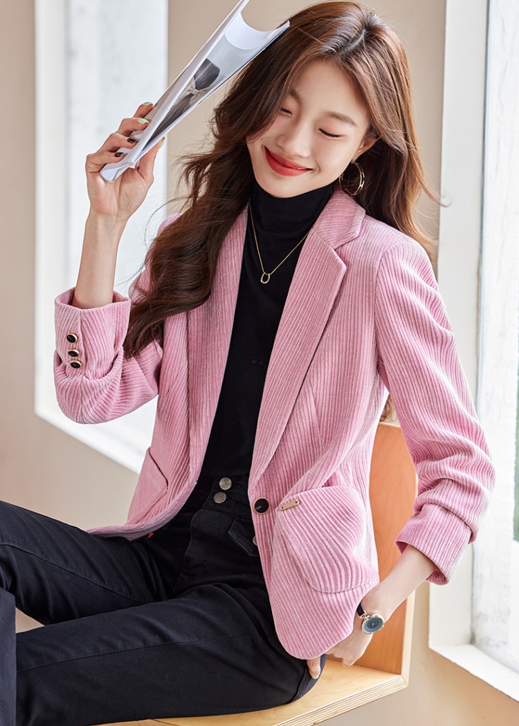 Casual autumn coat corduroy slim business suit for women