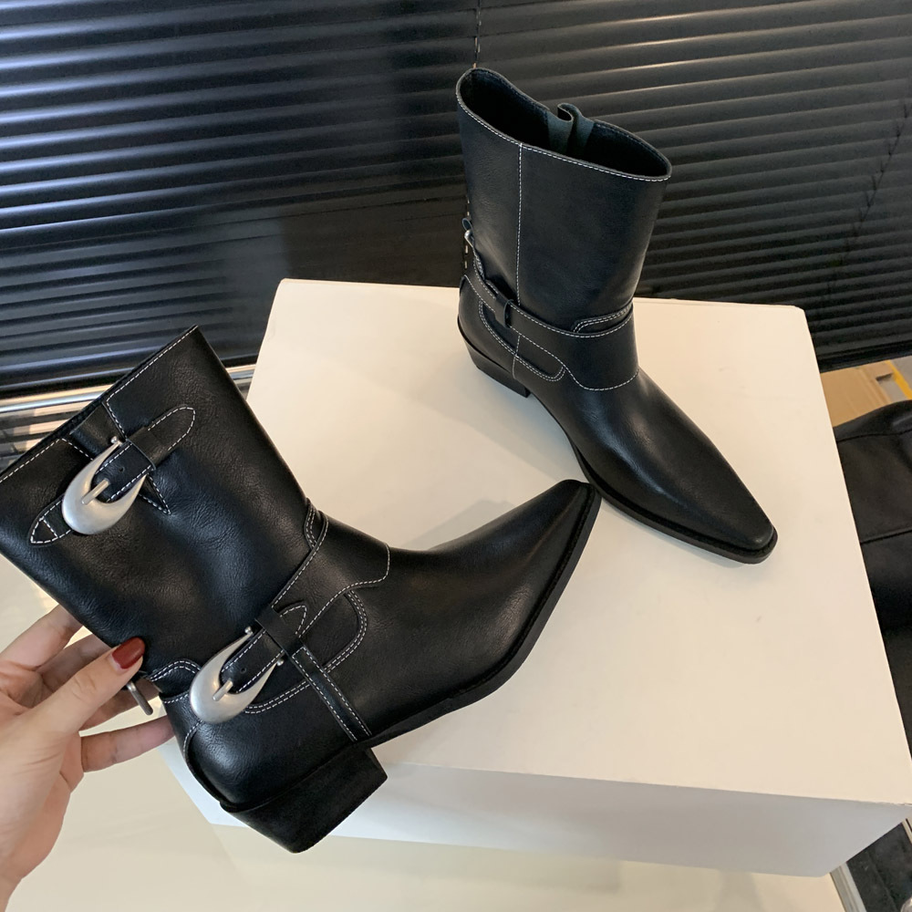 Autumn metal buckles half Boots spicegirl boots for women