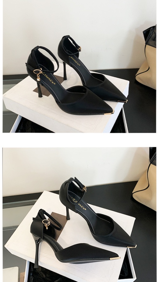 Pointed European style sandals black low footware