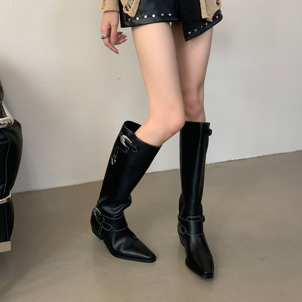 Thick slim thigh boots retro pants for women