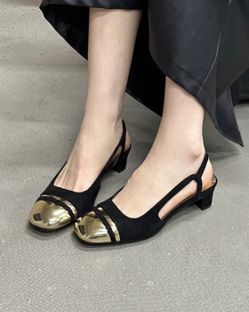 Middle-heel chanelstyle fashion summer thick shoes for women