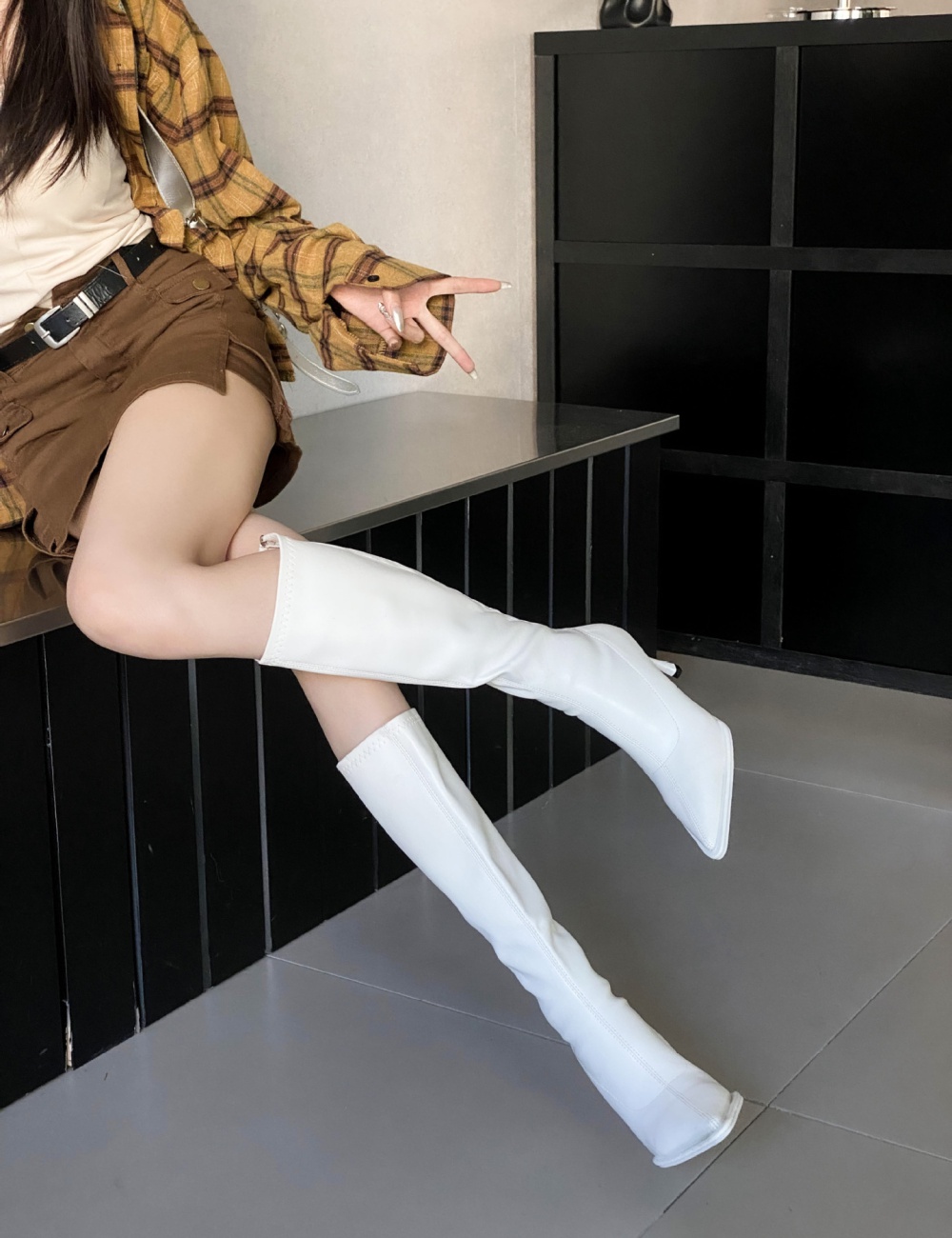 High-heeled fine-root boots Korean style thigh boots for women