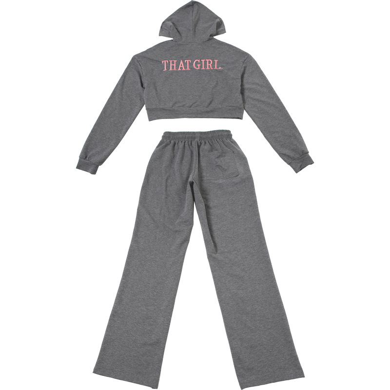 Hooded casual pants hoodie a set for women