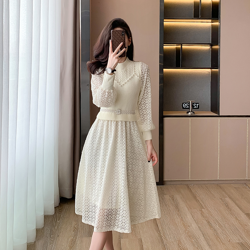 Spring pure spring and autumn knitted dress for women