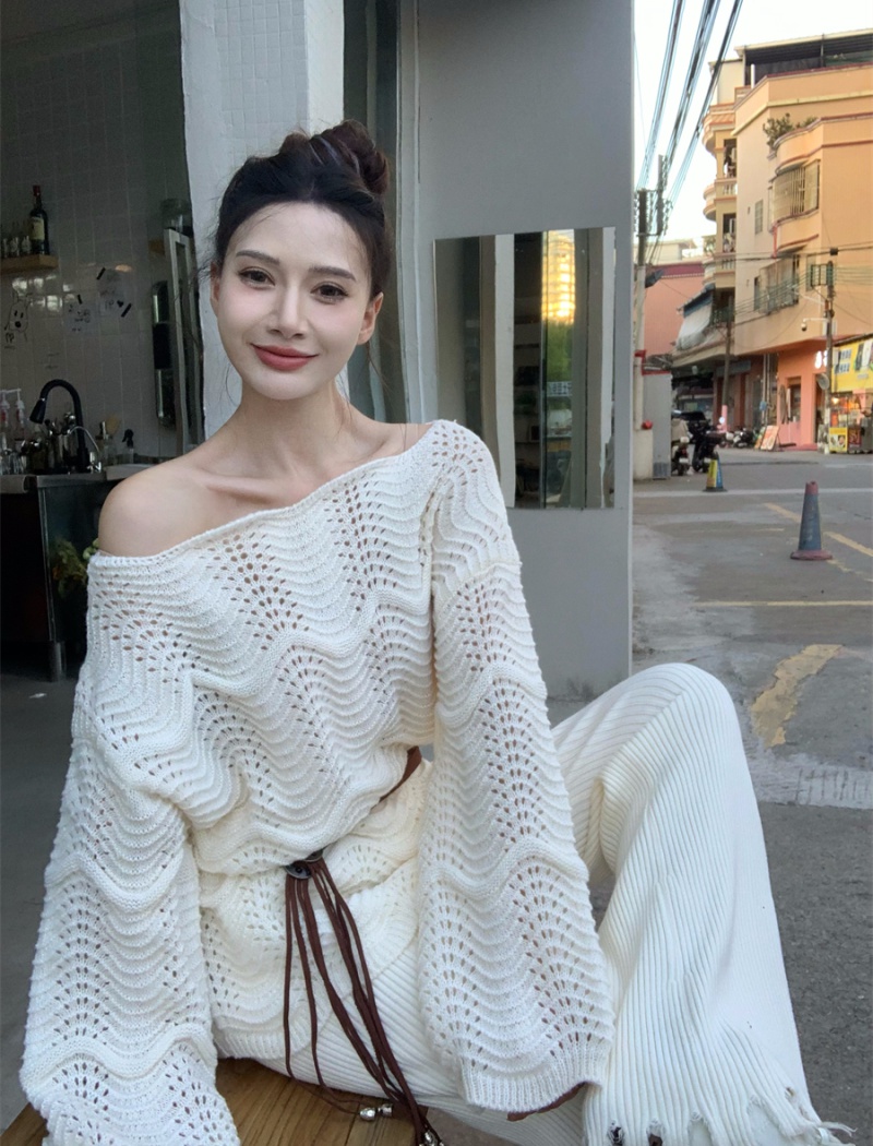 Knitted pure sweater autumn Western style belt