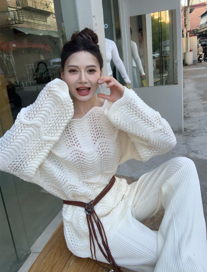 Knitted pure sweater autumn Western style belt