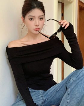 Long sleeve autumn T-shirt sloping shoulder bottoming shirt