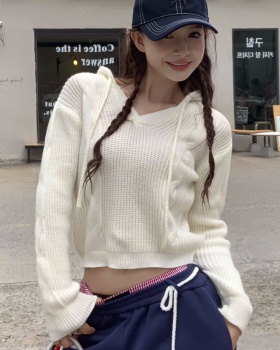 Autumn knitted show young long pants short slim tops