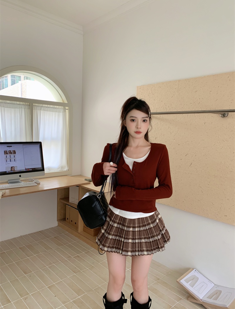 Autumn long sleeve T-shirt slim Pseudo-two bottoming shirt