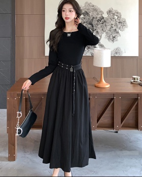 Slim France style dress long sleeve long dress