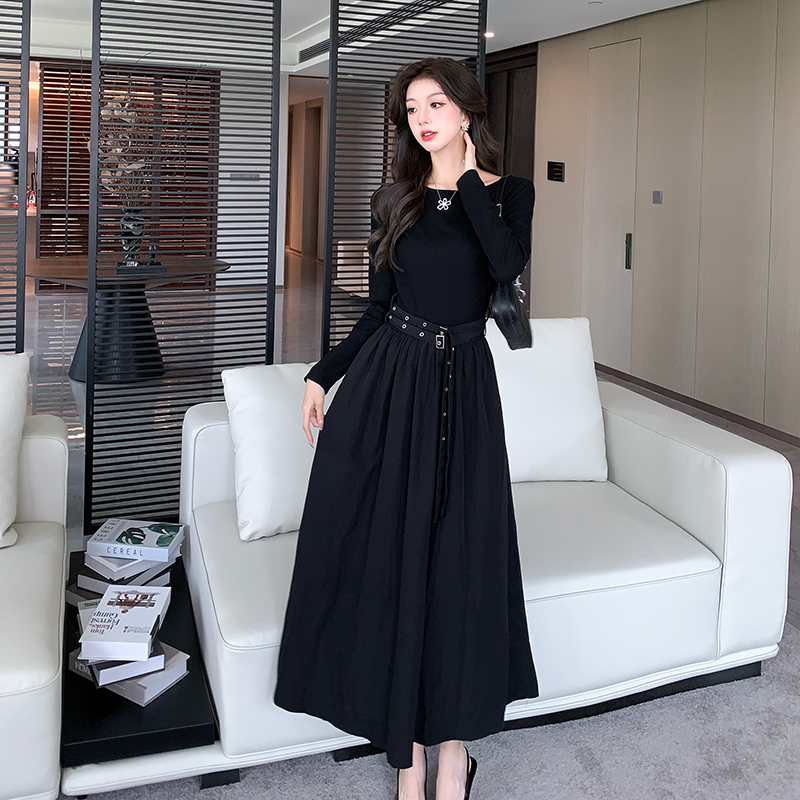 Slim France style dress long sleeve long dress