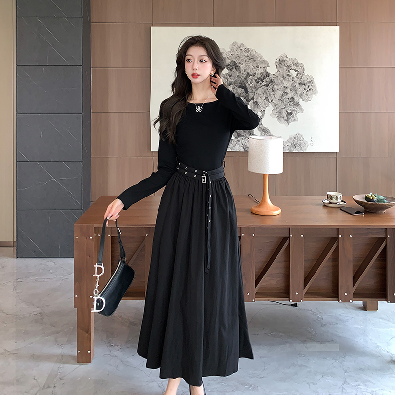 Slim France style dress long sleeve long dress