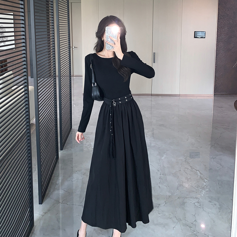 Slim France style dress long sleeve long dress