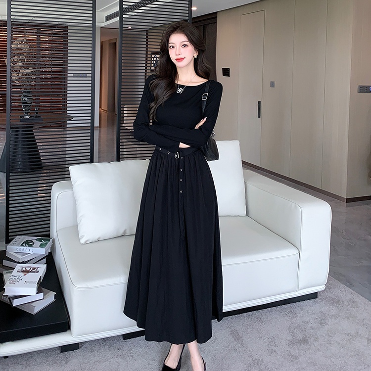 Slim France style dress long sleeve long dress