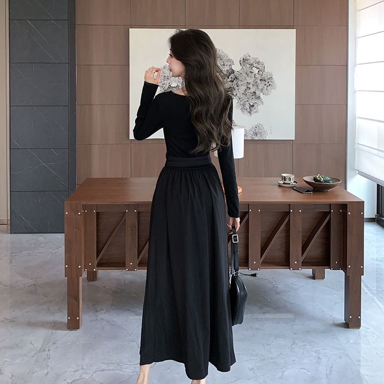 Slim France style dress long sleeve long dress