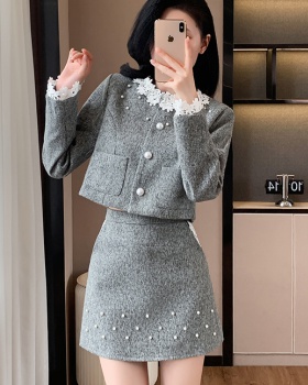 France style high waist chanelstyle skirt 2pcs set