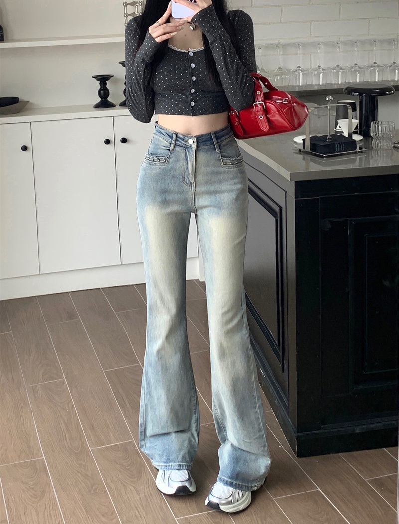 Show high high waist flare pants slim jeans for women