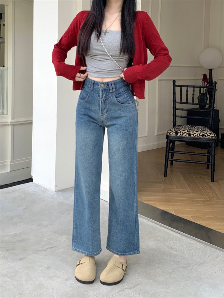 Retro American style spring and autumn drape jeans