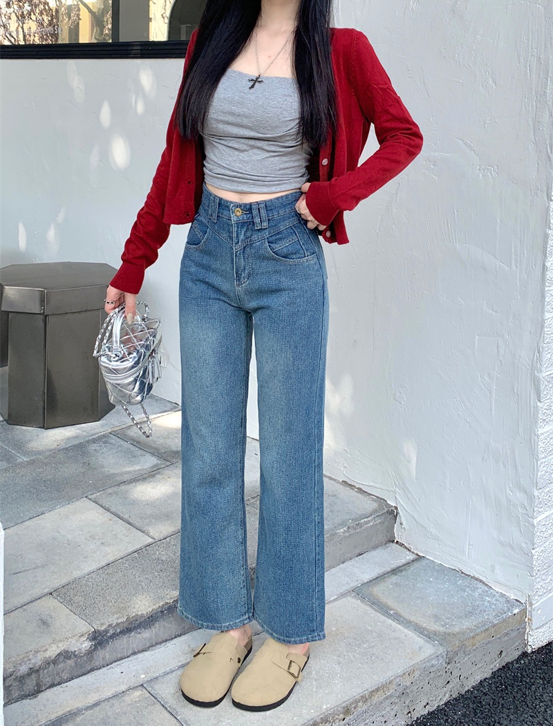 Retro American style spring and autumn drape jeans