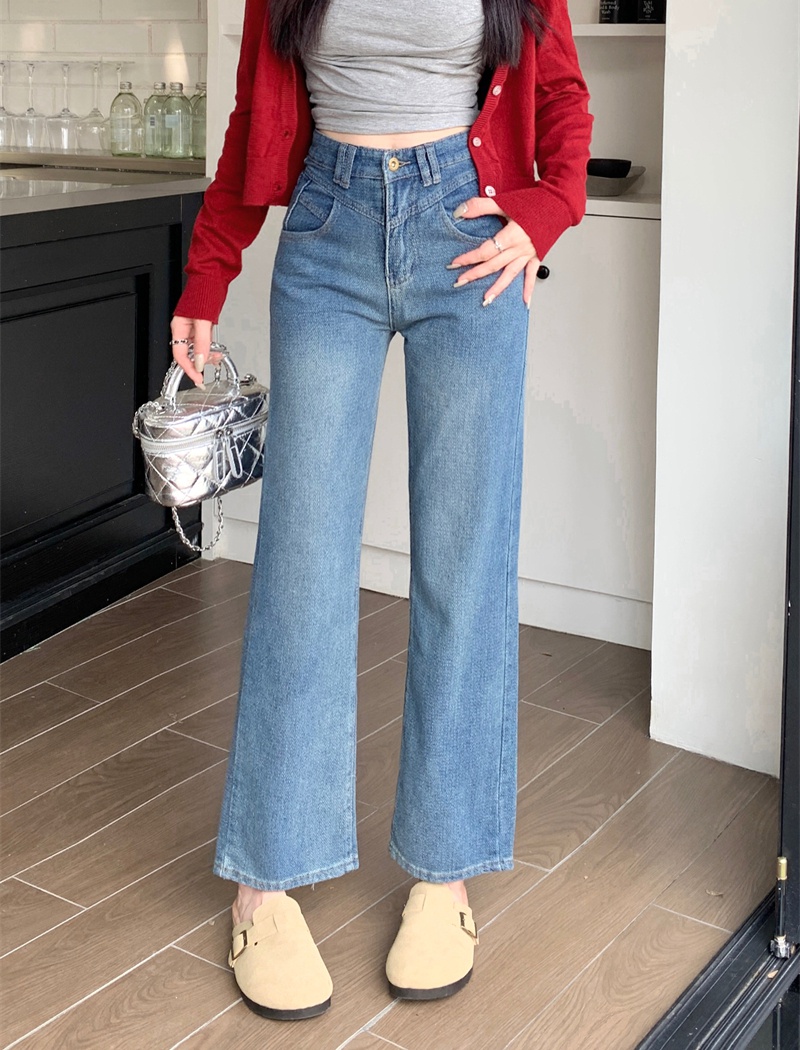 Retro American style spring and autumn drape jeans