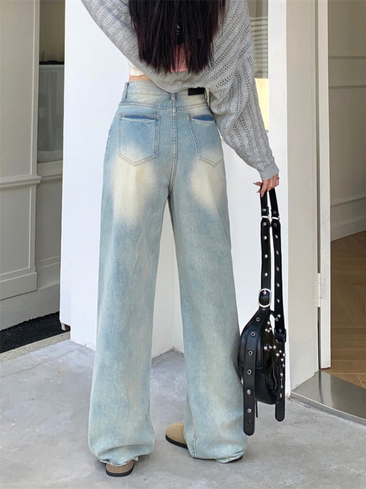 Washed jeans large yard long pants for women