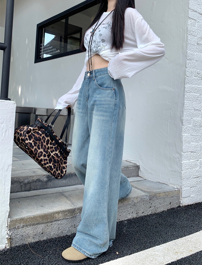 Denim mopping loose large yard wide leg straight long pants