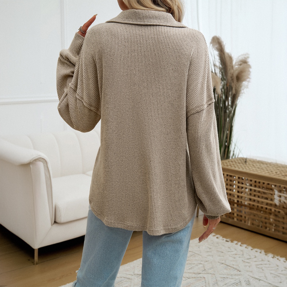 European style temperament tops autumn and winter lapel sweater