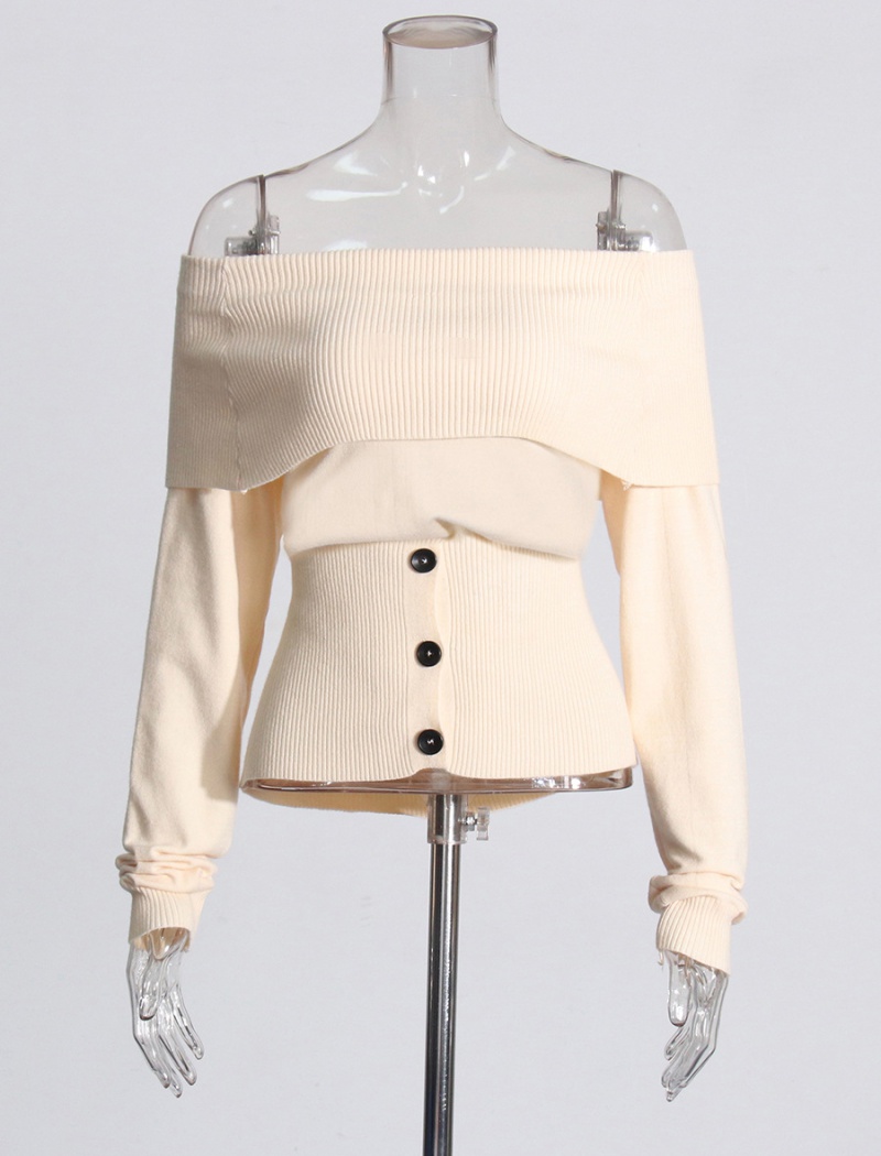 Temperament autumn long sleeve flat shoulder sweater