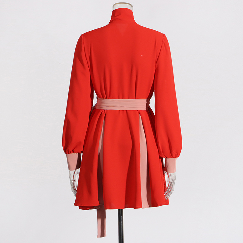 Fashion splice slim coat pinched waist autumn tops