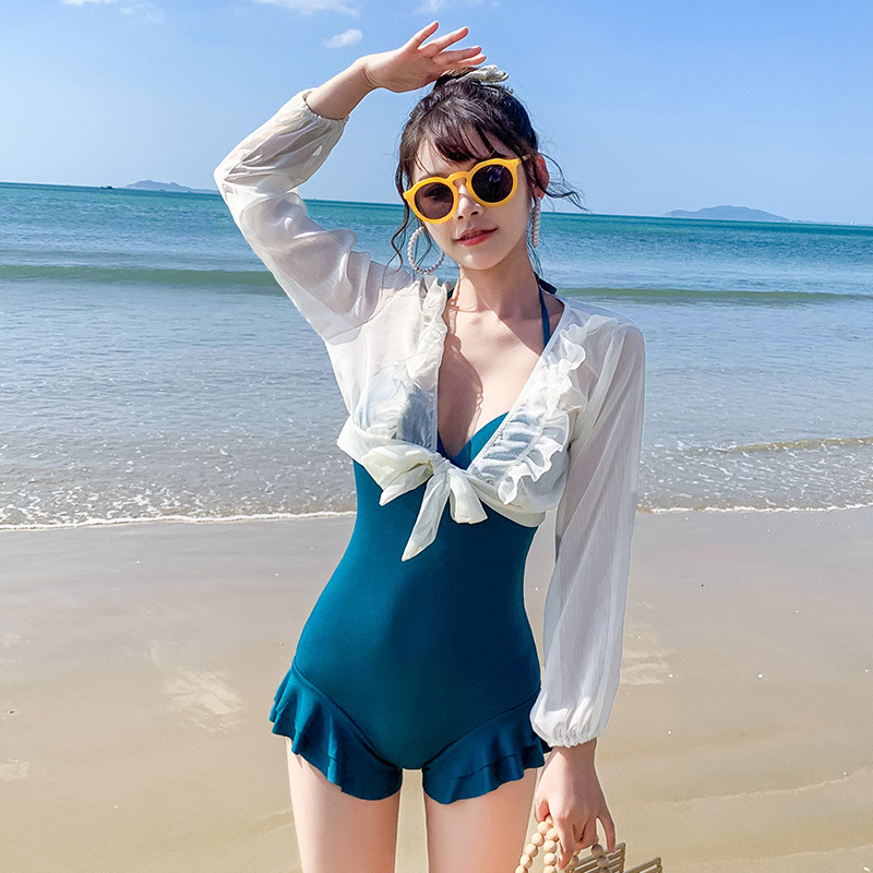 Fashion small chest gather smock maiden steel care swimwear