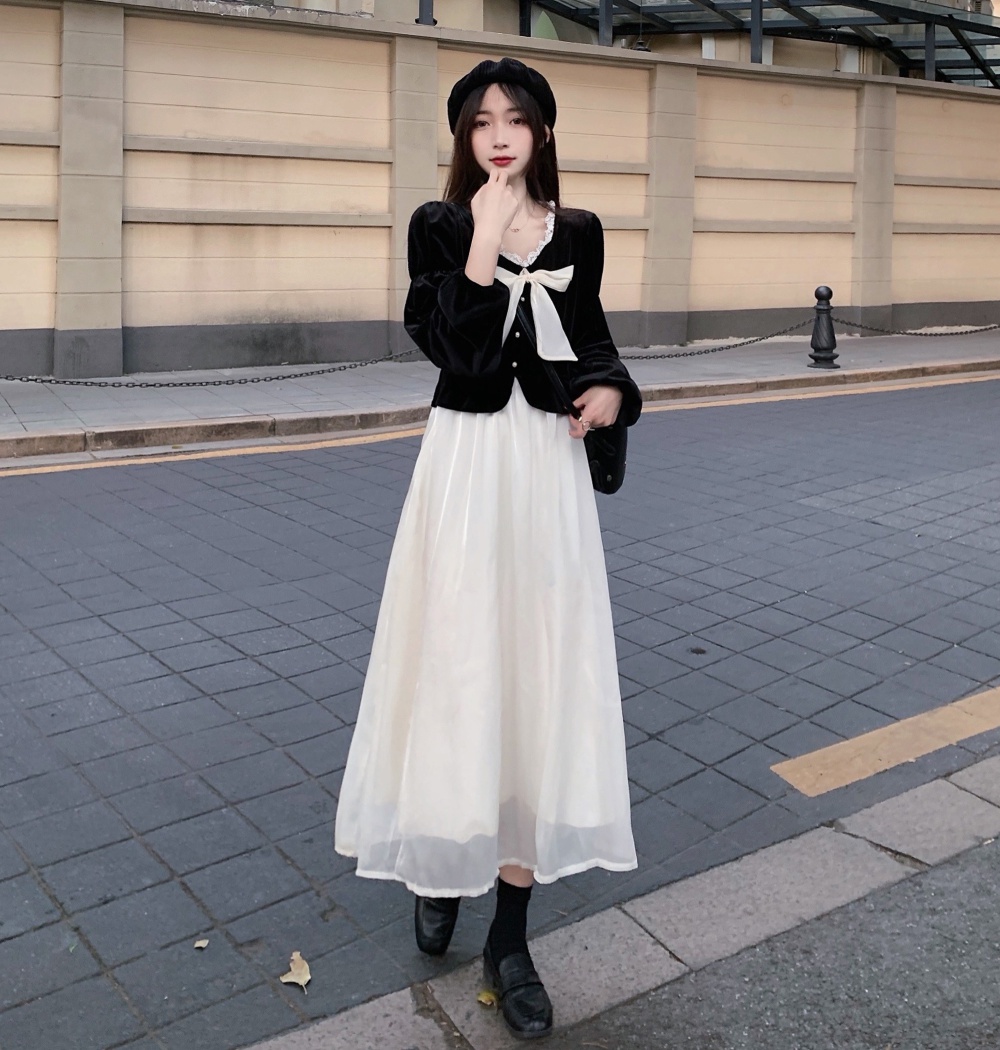 Lady splice tops autumn and winter dress for women